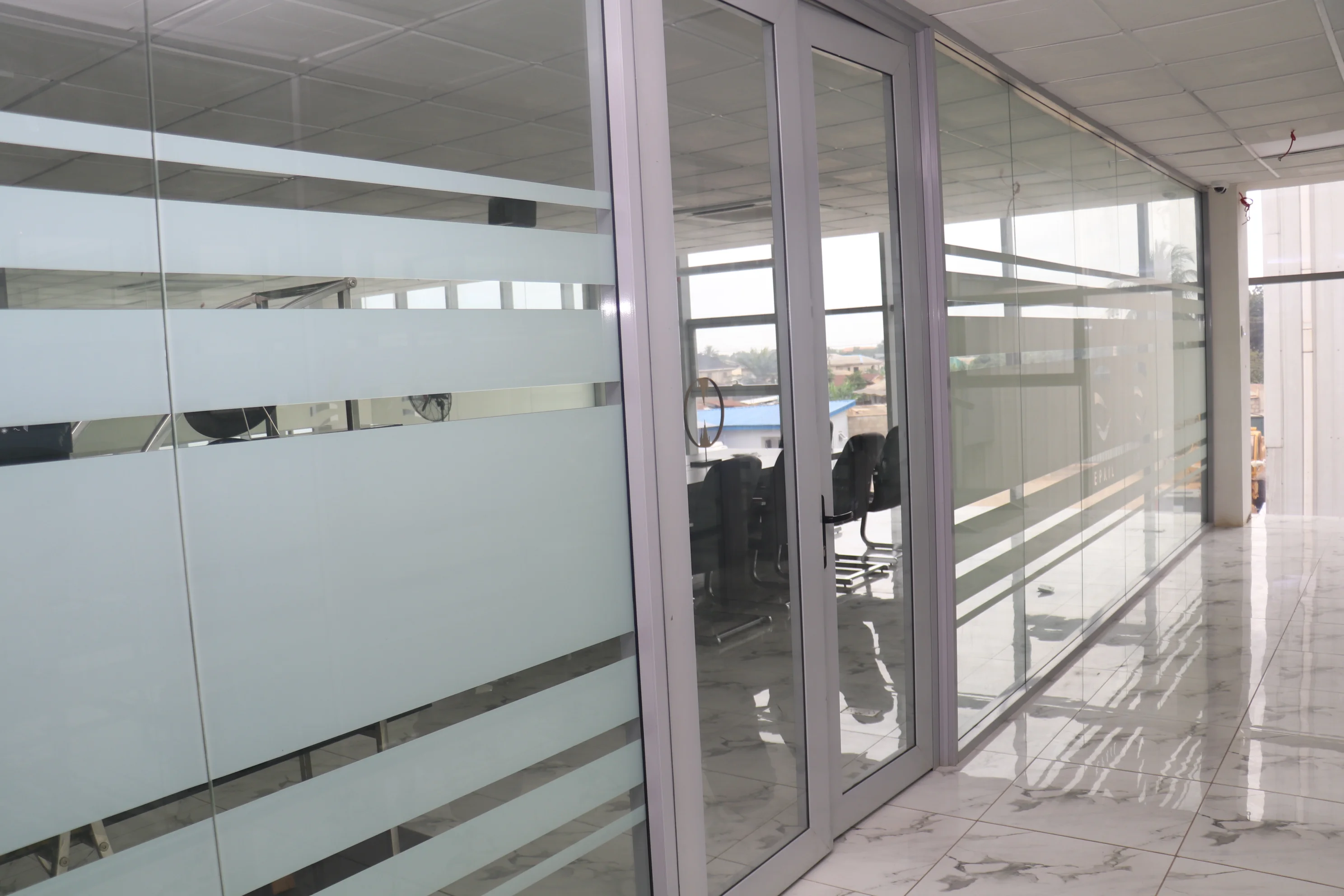 Corporate office glass interior